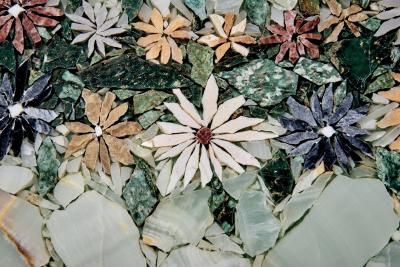 Onyx Table with Floral Stone Mosaic