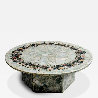 Onyx Table with Floral Stone Mosaic