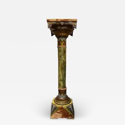 Onyx and Champleve Tall Pedestal