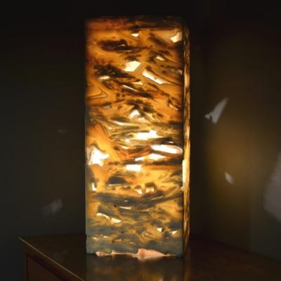 Onyx and Marble Industries Square based White See through Onyx Ambient Lamp Mexico 23 H x 10D x 10 W