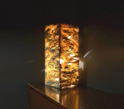 Onyx and Marble Industries Square based White See through Onyx Ambient Lamp Mexico 23 H x 10D x 10 W