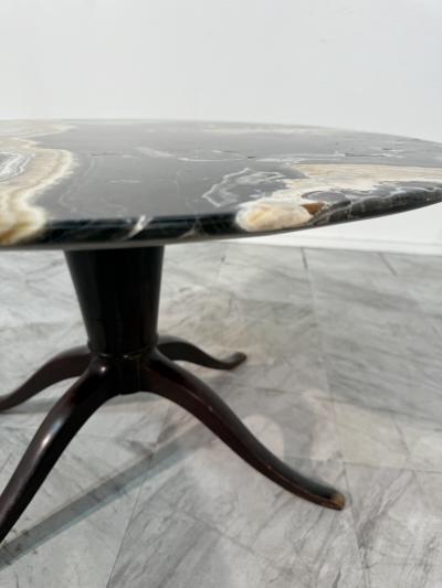 Onyx and Wood Pedestal Table 1970s