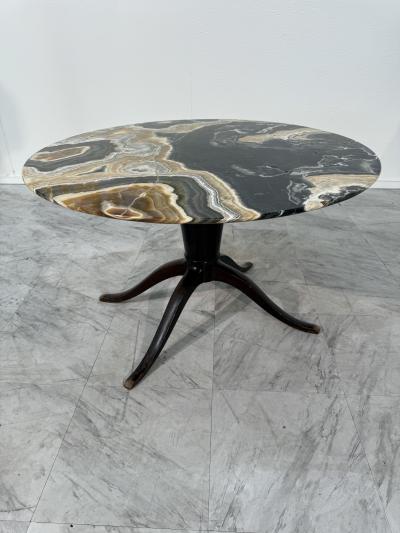 Onyx and Wood Pedestal Table 1970s