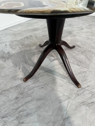Onyx and Wood Pedestal Table 1970s