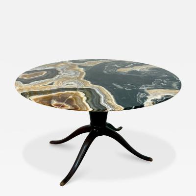 Onyx and Wood Pedestal Table 1970s