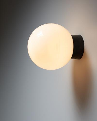 Opaline Glass and Bakelite Sphere Wall or Ceiling Light 1970s