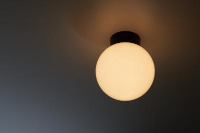 Opaline Glass and Bakelite Sphere Wall or Ceiling Light 1970s