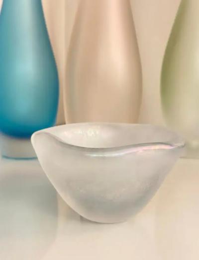 Opaline Iridescent Murano Glass Bowl