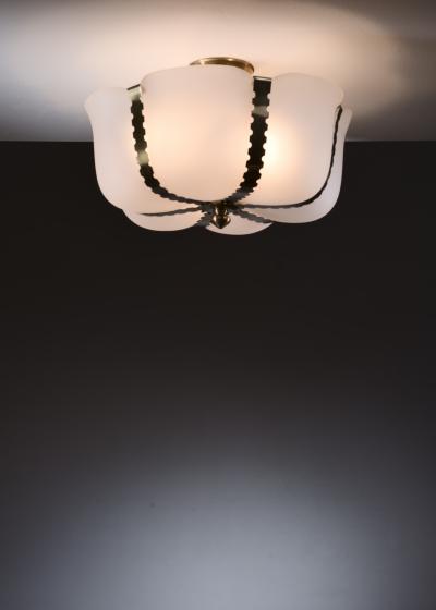 Opaline and brass ceiling lamp Sweden