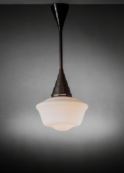 Opaline glass and metal pendant