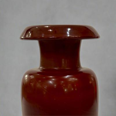 Opaque Pompeiian red glass vase Italian 1960s
