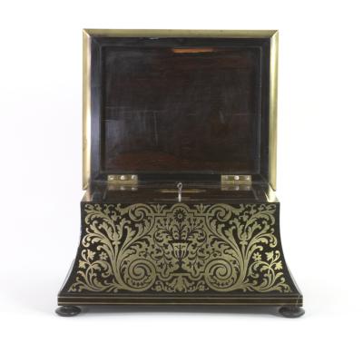 Opulent Ebony Brass Boulle Marquetry Stationery Box George IV 19th Century 