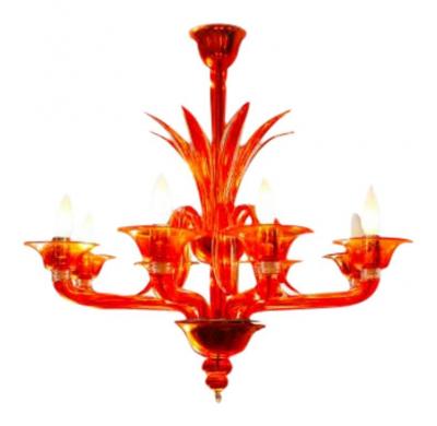 Orange Chandelier by Barovier Toso