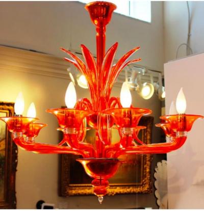 Orange Chandelier by Barovier Toso
