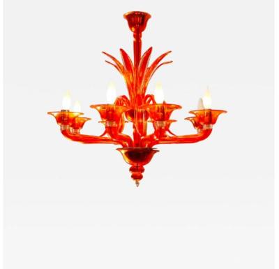 Orange Chandelier by Barovier Toso