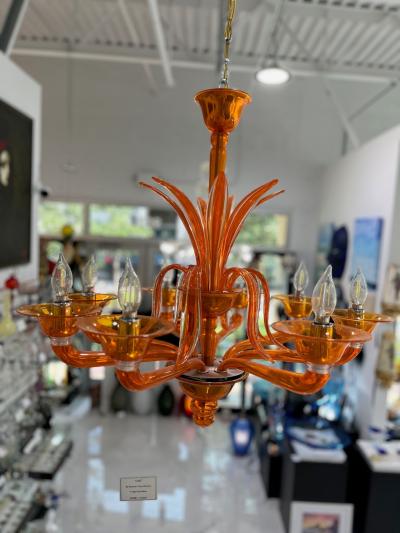 Orange Chandelier by Barovier Toso