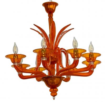 Orange Chandelier by Barovier Toso