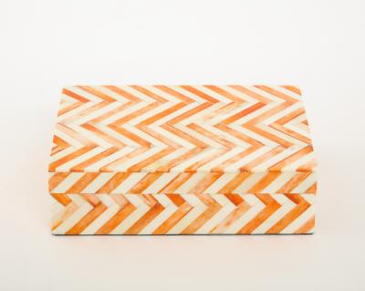 Orange Natural Bone Cheveron Pattern Box