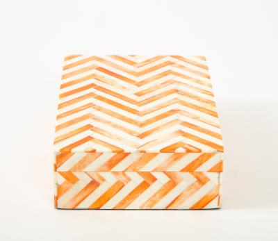 Orange Natural Bone Cheveron Pattern Box