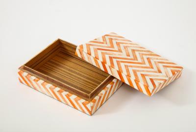 Orange Natural Bone Cheveron Pattern Box
