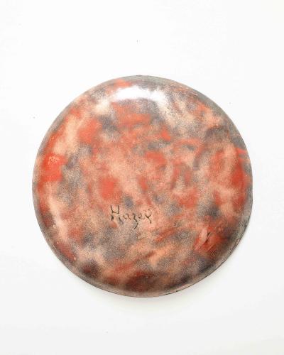 Orange and Black Enameled Copper Plate United States c 1960