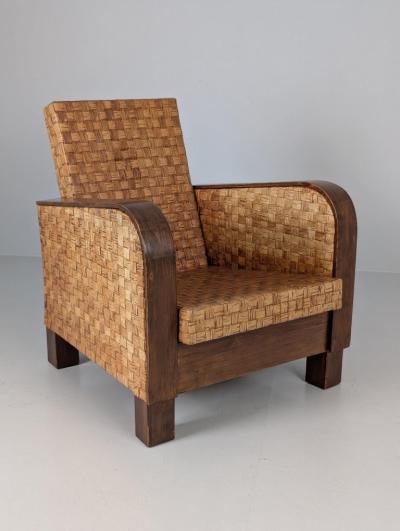 Organic Art Deco Lounge Chair in Birch and Traditional Bark Finland 1940s