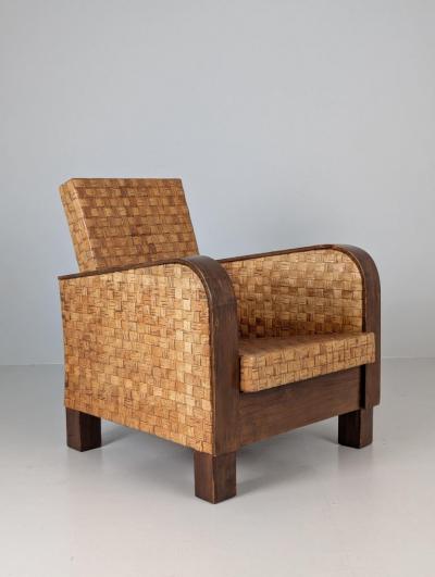Organic Art Deco Lounge Chair in Birch and Traditional Bark Finland 1940s