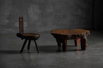 Organic Burl Wood Coffee Table France 1950s