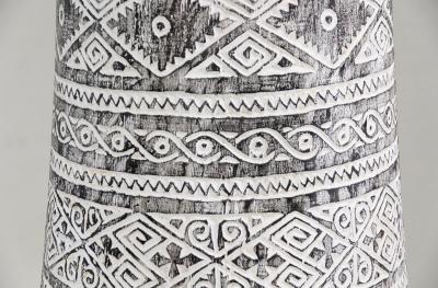 Organic Coastal Carved Palm Tree Trunk Pedestal Planter