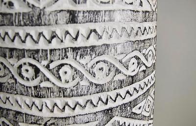 Organic Coastal Carved Palm Tree Trunk Pedestal Planter