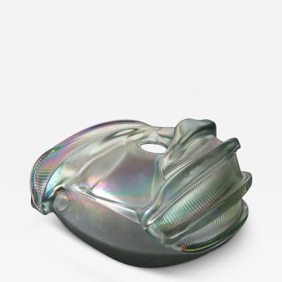 Organic Freeform Floral Glass Vase in Iridescent Silver Tone