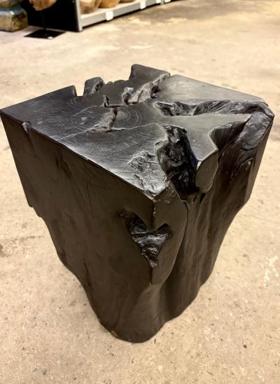 Organic Modern Black Teak Wood Side Table Stool IDN 2025