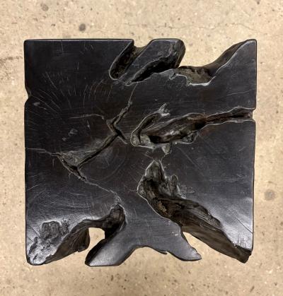 Organic Modern Black Teak Wood Side Table Stool IDN 2025