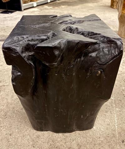 Organic Modern Black Teak Wood Side Table Stool IDN 2025