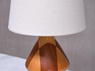 Organic Modern Dual Tone Table Lamp Turned Oak and Teak Denmark 1960s