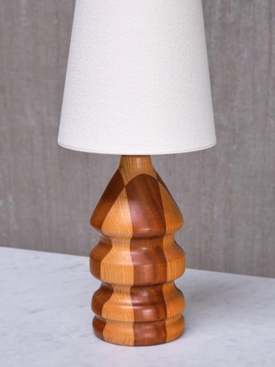 Organic Modern Dual Tone Table Lamp Turned Oak and Teak Denmark 1960s