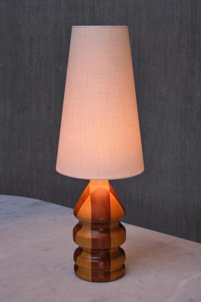 Organic Modern Dual Tone Table Lamp Turned Oak and Teak Denmark 1960s