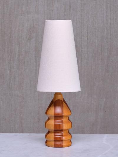 Organic Modern Dual Tone Table Lamp Turned Oak and Teak Denmark 1960s