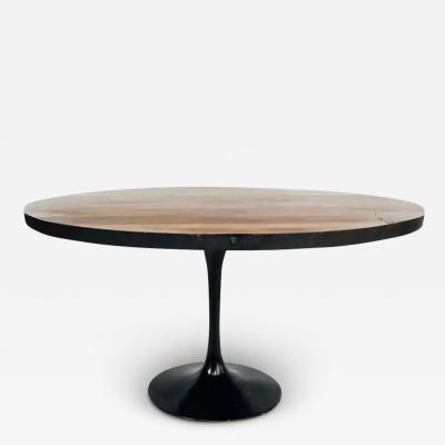 Organic Modern Industrial Tulip Dining Table with Recycled Wood Top