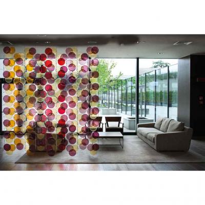 Organic Modern Italian Geometric Black Pink Aqua Murano Glass Curtain Divider