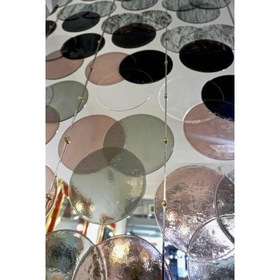 Organic Modern Italian Geometric Black Pink Aqua Murano Glass Curtain Divider