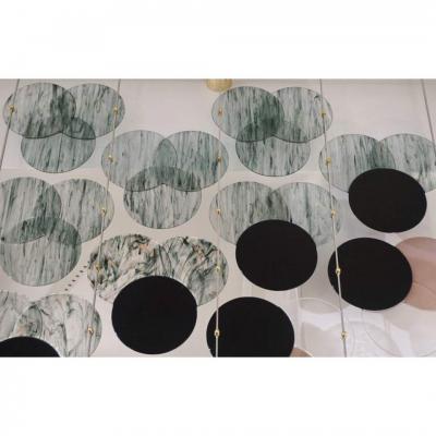 Organic Modern Italian Geometric Black Pink Aqua Murano Glass Curtain Divider