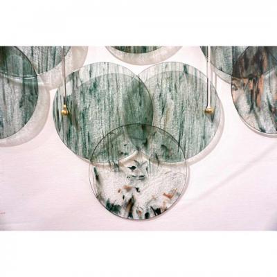 Organic Modern Italian Geometric Black Pink Aqua Murano Glass Curtain Divider