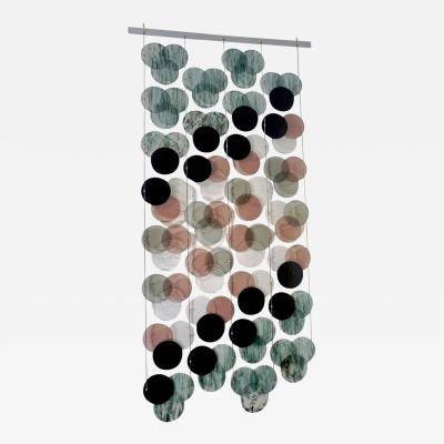 Organic Modern Italian Geometric Black Pink Aqua Murano Glass Curtain Divider