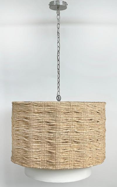 Organic Modern Made Goods Amani Drum Chandelier Strands of Abaca Large Size