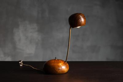 Organic Modern Olive Wood Table Lamp Circa 1970