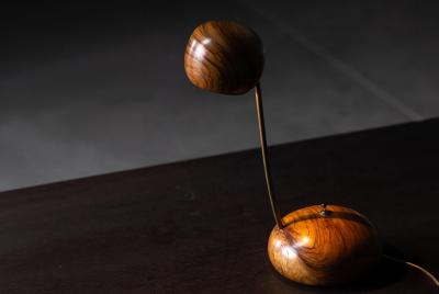 Organic Modern Olive Wood Table Lamp Circa 1970