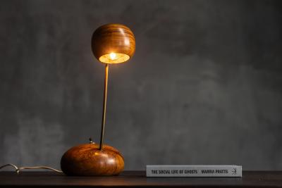 Organic Modern Olive Wood Table Lamp Circa 1970