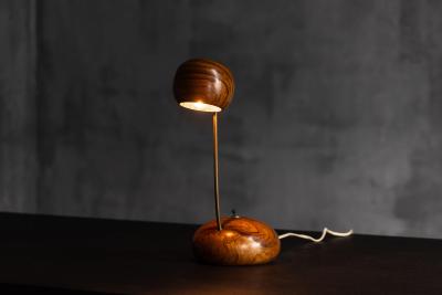 Organic Modern Olive Wood Table Lamp Circa 1970