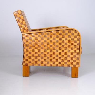 Organic Modern Rehtori Armchair in Birch and Traditional Bark Finland 1940s